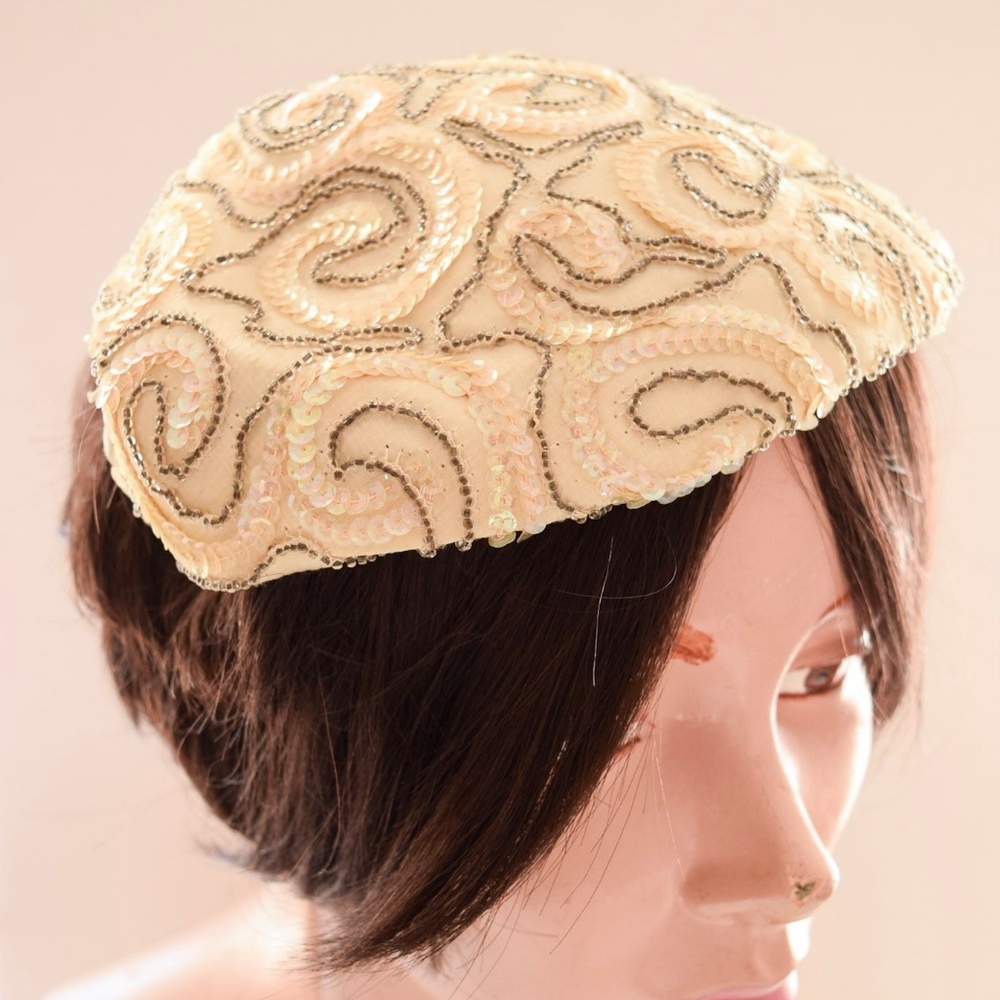 Vintage Sequin Swirl Capulet Hat